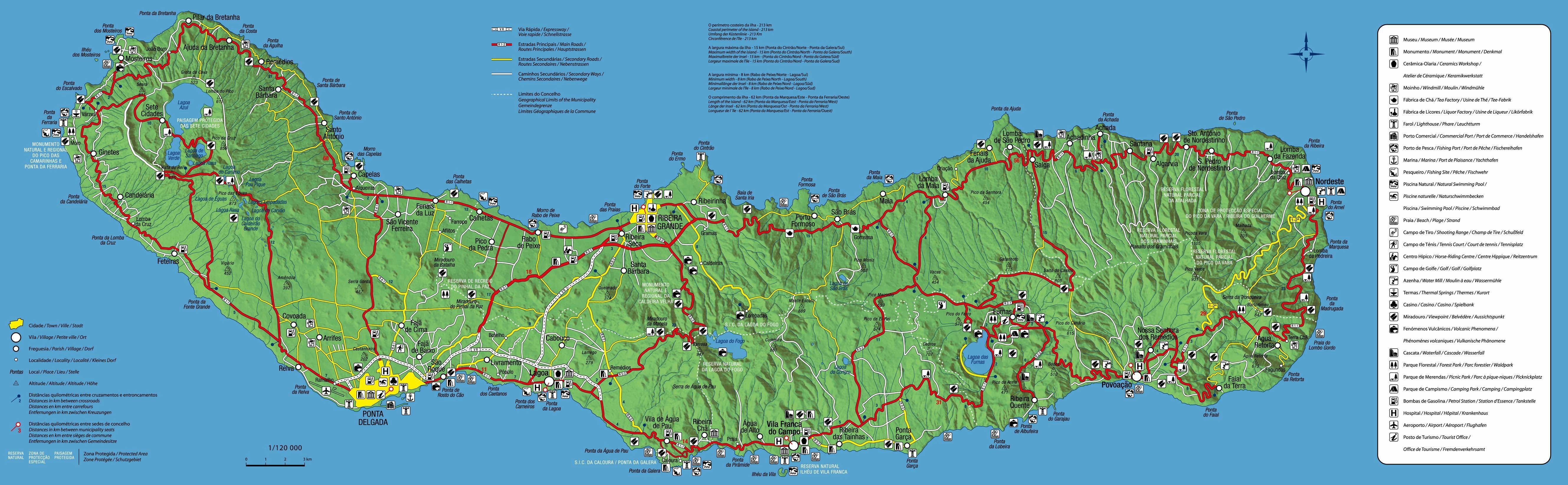 Sao Miguel Turistická mapa